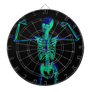 Funny Neon Turquoise Black Skeleton Halloween Dartbord