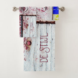 Funny Neoplasticisme, houten kunststijl aanpasbaar Bad Handdoek