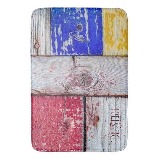 Funny Neoplasticisme, houten kunststijl aanpasbaar Badmat (Voorkant Verticaal)