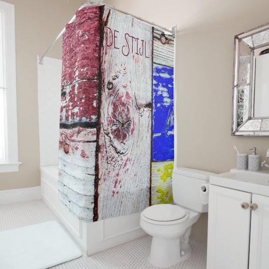 Funny Neoplasticisme, houten kunststijl aanpasbaar Douchegordijn (In situ)