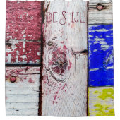 Funny Neoplasticisme, houten kunststijl aanpasbaar Douchegordijn (Voorkant)