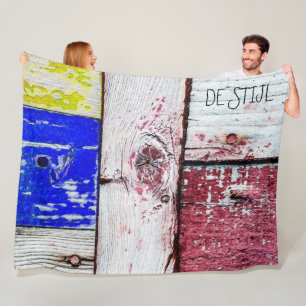 Funny Neoplasticisme, houten kunststijl aanpasbaar Fleece Deken