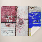 Funny Neoplasticisme, houten kunststijl aanpasbaar Sherpa Deken (Voorkant (horizontaal))