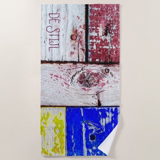 Funny Neoplasticisme, houten kunststijl aanpasbaar Strandlaken (Voorkant)