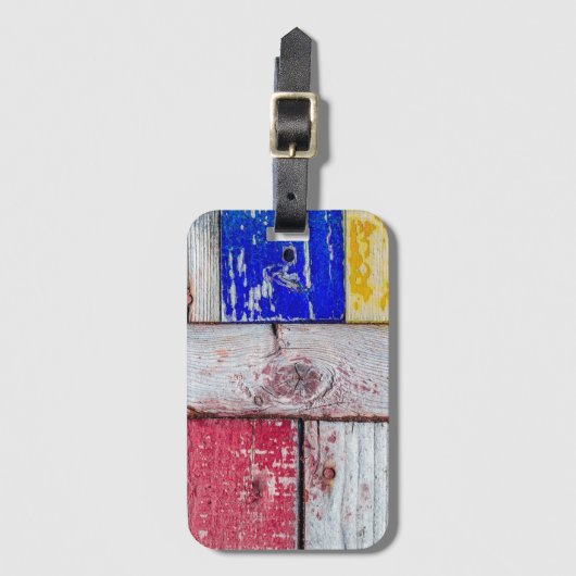 Funny Neoplasticisme, houten kunststijl Bagagelabel (Voorkant (verticaal))