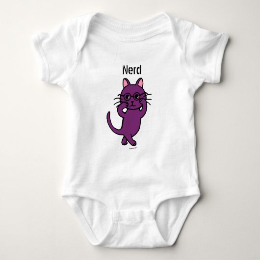 Funny Nerd Cat Cartoon T-shirt (Voorkant)