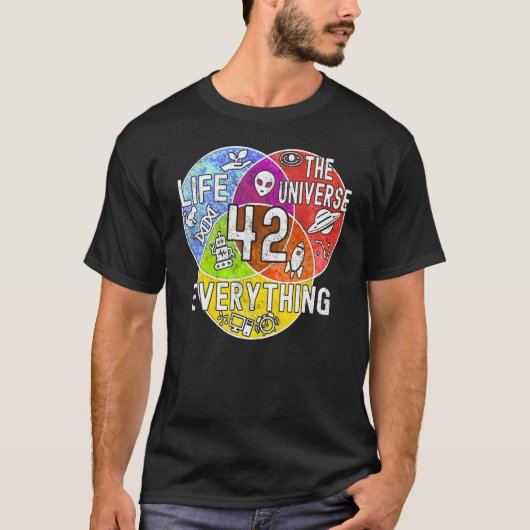 Funny Nerdy Betekenis van het leven 42 Venn Diagra T-shirt (Voorkant)