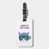 Funny Nerdy Hipster Cat met bril Hands off Bagagelabel (Voorkant verticaal)