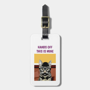 Funny Nerdy Hipster Cat met bril Hands off Bagagelabel