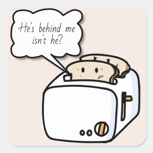 Funny Nervous Toast Cartoon Vierkante Sticker (Voorkant)