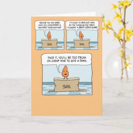 Funny Nervous Yam Thanksgiving Kaart (Gele Bloem)