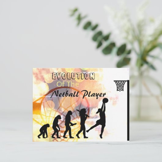 Funny Netball Player Evolution Theme Briefkaart (Staand voorkant)