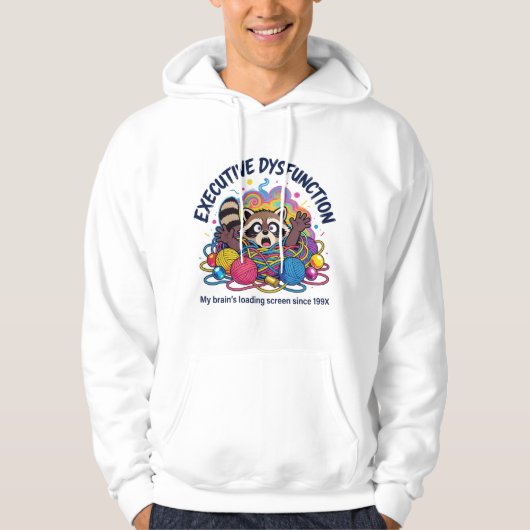 Funny Neurodivergent Raccoon Meme - Brain Loading Hoodie (Voorkant)