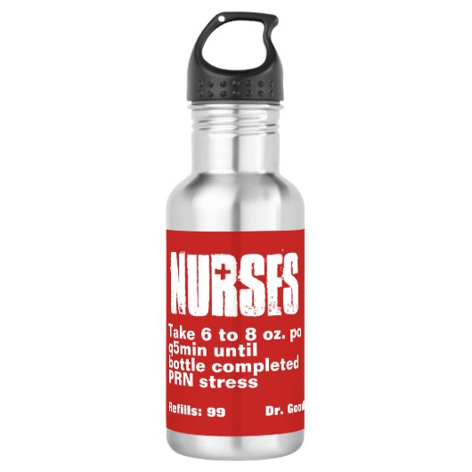 Funny Neurses Red Prescription Label Waterfles (Voorkant)