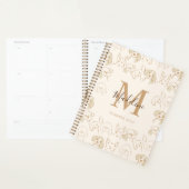 Funny Neutrale Pop Dog Patroon Elegant Monogram Planner (Display)