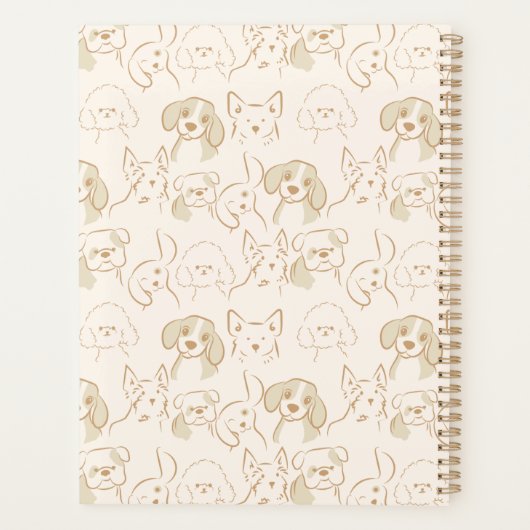 Funny Neutrale Pop Dog Patroon Elegant Monogram Planner (Achterkant)