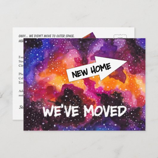 Funny New Address in Cosmic Outer Space Moving Aankondigingskaart (Voorkant / Achterkant)
