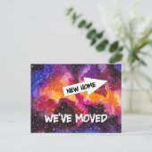 Funny New Address in Cosmic Outer Space Moving Aankondigingskaart (Staand voorkant)