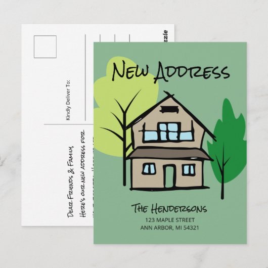 Funny New Address Moving Announcement Briefkaart (Voorkant / Achterkant)