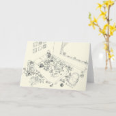 Funny New Baby Parent Mess Line Drawing from Above Kaart (Gele Bloem)