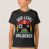 Funny New Dad Shirt Dad Level 2 Unlocked For 2 Kid (Voorkant)