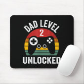 Funny New Dad Shirt Dad Level 2 Unlocked For 2 Kid Muismat (Met muis)