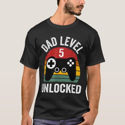 Funny New Dad Shirt Dad Level 5 Unlocked For 5 Kid (Voorkant)