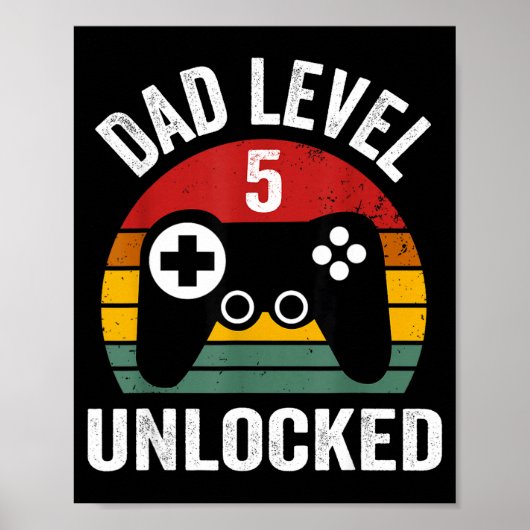 Funny New Dad Shirt Dad Level 5 Unlocked For 5 Kid Poster (Voorkant)