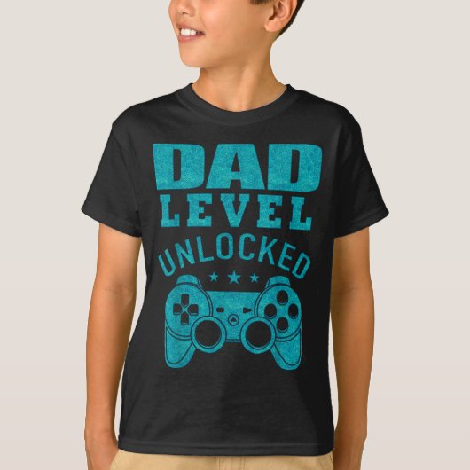 Funny New Dad Shirt Dad Level Unlocked Day Tee Shi (Voorkant)