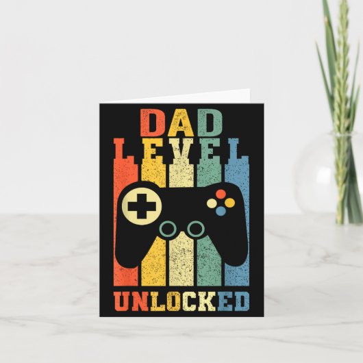Funny New Dad Shirt Dad Level Unlocked Day Tee Shi Kaart (Voorkant)