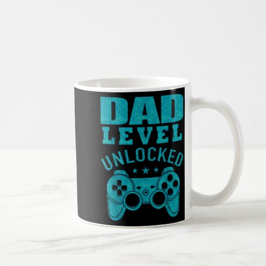 Funny New Dad Shirt Dad Level Unlocked Day Tee Shi Koffiemok (Rechts)