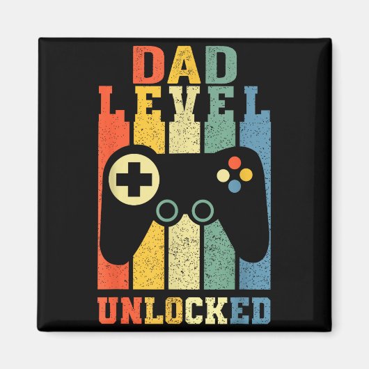 Funny New Dad Shirt Dad Level Unlocked Day Tee Shi Magneet (Voorkant)