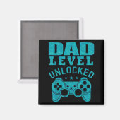 Funny New Dad Shirt Dad Level Unlocked Day Tee Shi Magneet (Voorkant / Achterkant)