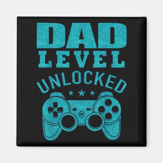 Funny New Dad Shirt Dad Level Unlocked Day Tee Shi Magneet (Voorkant)