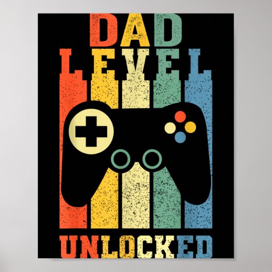 Funny New Dad Shirt Dad Level Unlocked Day Tee Shi Poster (Voorkant)