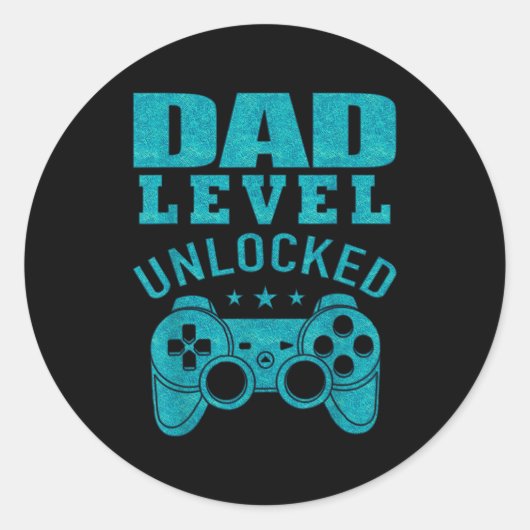 Funny New Dad Shirt Dad Level Unlocked Day Tee Shi Ronde Sticker (Voorkant)