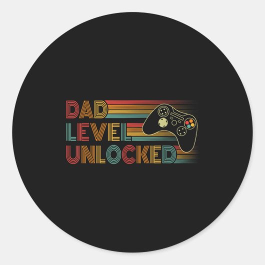 Funny New Dad Shirt Dad Level Unlocked Gaming Game Ronde Sticker (Voorkant)