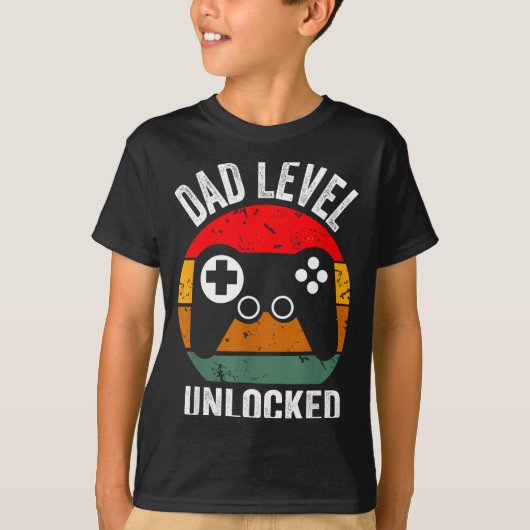 Funny New Dad Shirt Dad Level Unlocked Tee Shirt G (Voorkant)