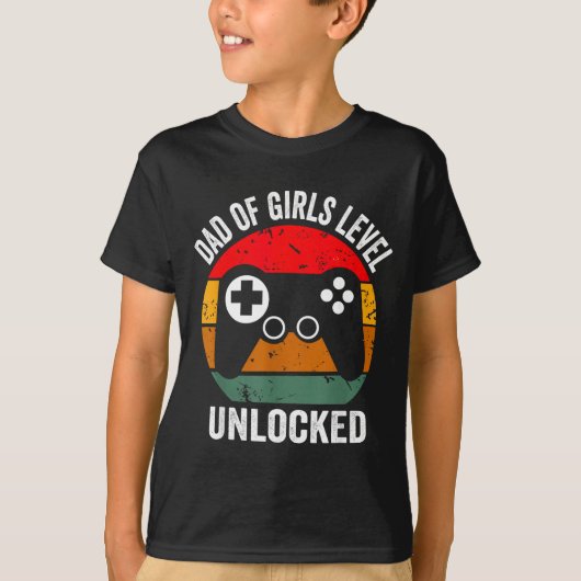 Funny New Dad Shirt Dad Of Girls Level Unlocked Te (Voorkant)