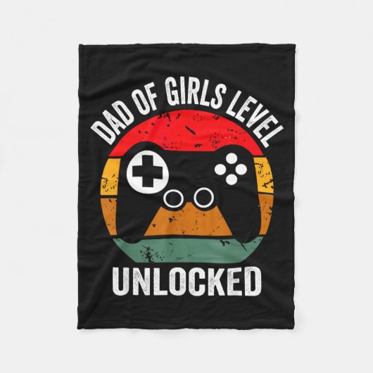 Funny New Dad Shirt Dad Of Girls Level Unlocked Te Fleece Deken (Voorkant)