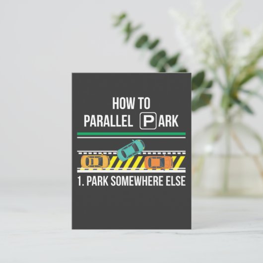 Funny New Driver License Advice Parallel Park Briefkaart (Staand voorkant)
