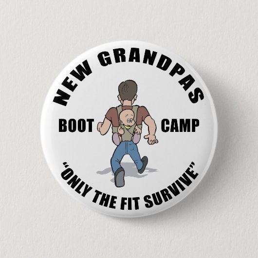 Funny New Grandpa Boot Camp Ronde Button 5,7 Cm (Voorkant)