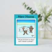 Funny New Home Announcement Briefkaart (Staand voorkant)
