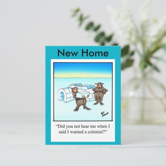 Funny New Home Announcement Briefkaart (Staand voorkant)