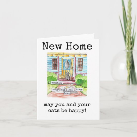 Funny New Home Kaart voor Cat Lady (Voorkant)