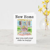 Funny New Home Kaart voor Cat Lady (Gele Bloem)