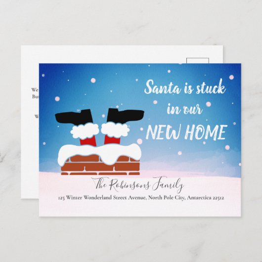 Funny New Home Kerstfeestay Santa Moving Aankondigingskaart (Voorkant / Achterkant)