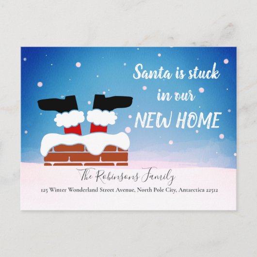Funny New Home Kerstfeestay Santa Moving Aankondigingskaart (Voorkant)