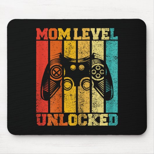 Funny New Mom Level Unlocked Gaming Pregnancy Anno Muismat (Voorkant)