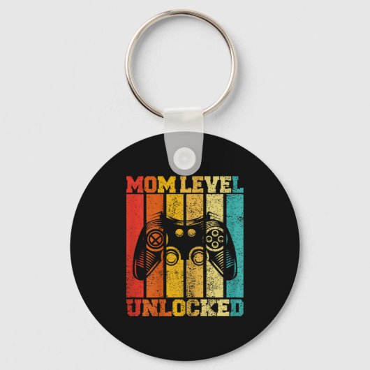 Funny New Mom Level Unlocked Gaming Pregnancy Anno Sleutelhanger (Voorkant)